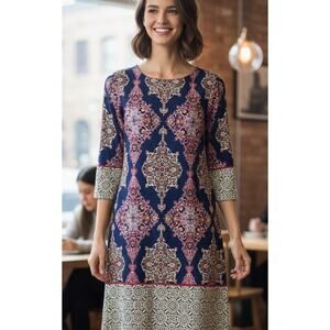 London Times medallion print shift dress